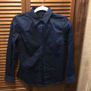 Banana Republic dress shirt 4 navy blue polka dot